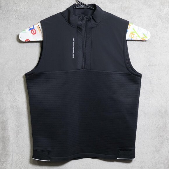 Under Armour Vest Mens Large Black UA Golf Storm Half Zip Sleeveless 1373408 - Picture 1 of 10